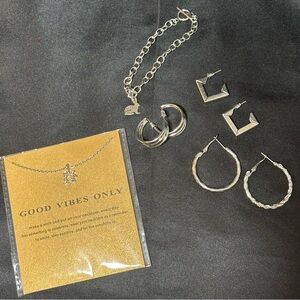 Silver Jewelry Set with Earrings and Necklace